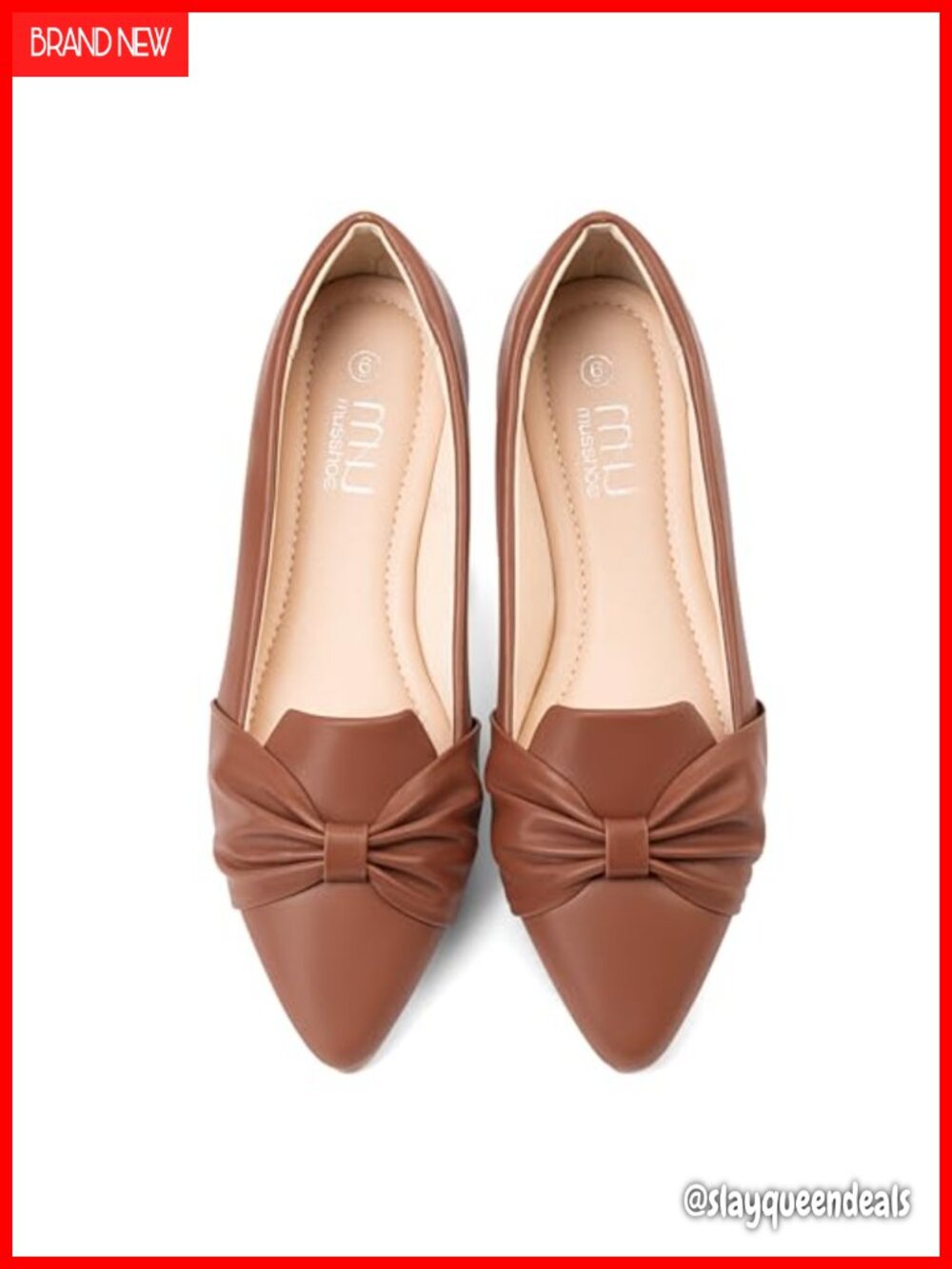 Women's Slip-On Flats PU Memory Foam Pointed Toe Comfort Casual Work Shoes
